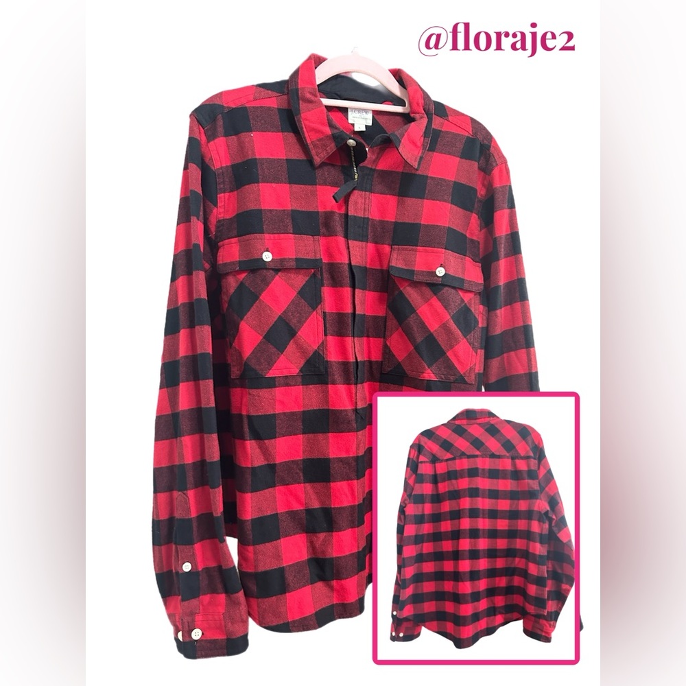 J.Crew Factory Buffalo Plaid Flannel Half-Zip Size L
